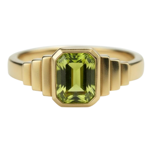 Peridot Solitaire Ring for Men Silver, Gold, Size 10