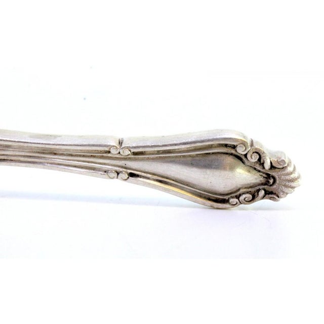 Silver Dessert Spoon with Handle Grooves For Sale - Image 4 of 7