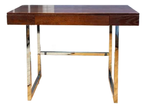 1980s Vintage Team Trading Company Oak and Chrome Writing Desk