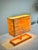 Vintage Italian Postmodern Style Orange Table Lamb With Rectangular Cork Lamp Shade in Style of Memphis Milano Modernist Design For Sale - Image 10 of 12