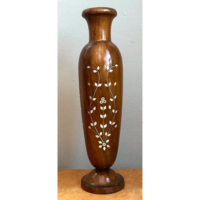 Traditional Vintage Mother of Pearl Inlay Vase For Sale - Image 3 of 12