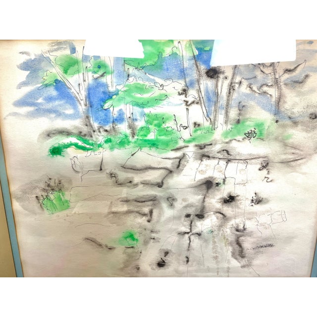 Tan Framed Watercolor Artwork Signed by Artist For Sale - Image 8 of 10