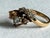 1970s Vintage 14k Yellow Gold Victorian Revival Golden Beryl & Diamond Bypass Cocktail Ring, Size 7 For Sale - Image 5 of 10