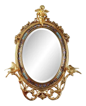 19th Century Napoleon III Champlevé Enameled Gilt Bronze Standing Mirror