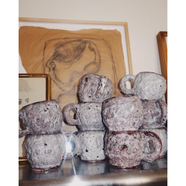 1970s c.a.s. Vietri Fat Lava Ceramic Mug and Pitcher Set, 12 Pieces For Sale In Los Angeles - Image 6 of 18