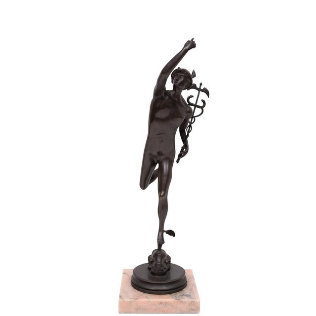 Italan Bronze Sculpture of Mercury or Hermes after Giambologna, 1960s For Sale - Image 3 of 11