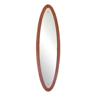 Oval Teak Wall Mirror, 1960s For Sale