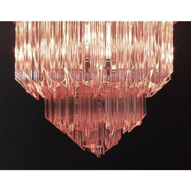 Murano Glass Chandelier with 112 Pink Quadriedri, 1990s For Sale - Image 14 of 18