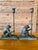 1990s Pair of Maitland-Smith Sculptural Figurative Verdigris Patina Monkey Candlesticks For Sale - Image 5 of 12