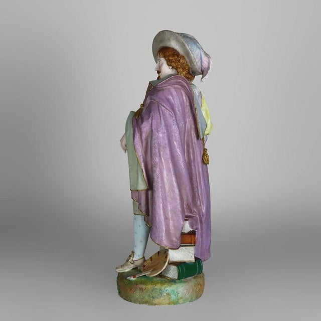 Large 21" French Paul Duboy Bisque Porcelain Polychromed Scholar Figure C1890 For Sale - Image 12 of 15