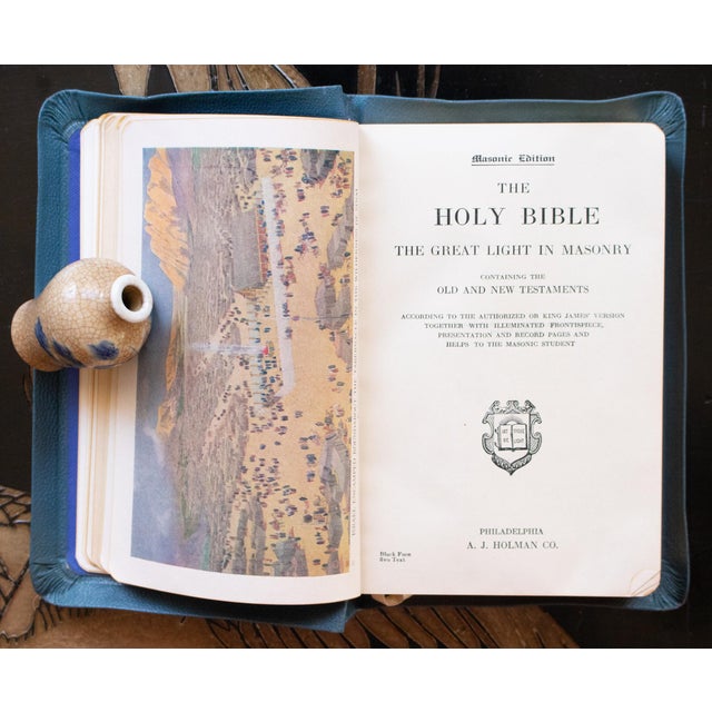 C. 1930-1940s Masonic Edition of the Holy Bible in Original Box, Windsor Lodge, Embossed Sealed, Numbered and Signed For Sale - Image 15 of 18