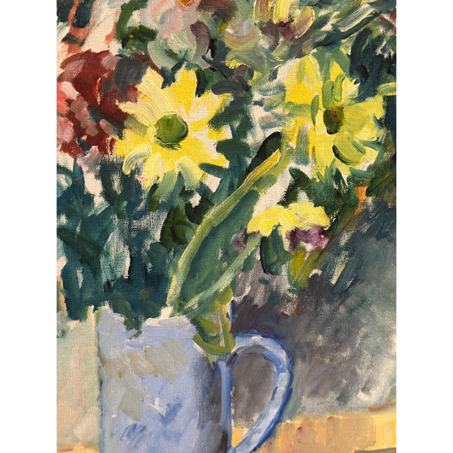 Jan Sonne, Still Life with Flowers in Vase, 1980, Oil on Canvas, Framed For Sale - Image 15 of 18