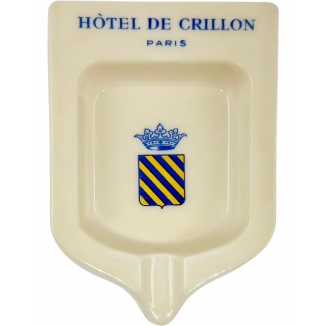 Vintage Hotel De Crillon Paris Opalex Milk Glass Ashtray Catchall Dish France For Sale In Washington DC - Image 6 of 11