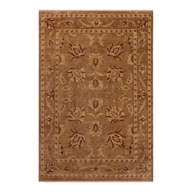 Shabby Chic Ziegler Taupe Beige Hand-Knotted Wool Rug - 8'11'' X 11'9'' For Sale