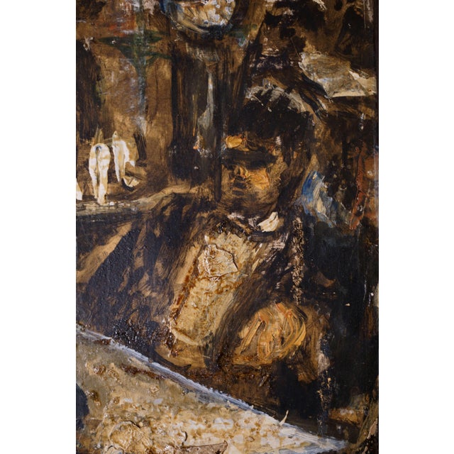 Antoinio Fuentes / Picasso of Tangier, At the Café, 20th Century, Oil on Cardboard For Sale - Image 10 of 12