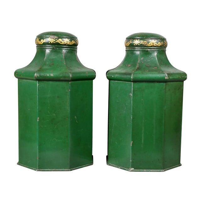 Victorian Tole Teacannisters - a Pair For Sale - Image 4 of 13