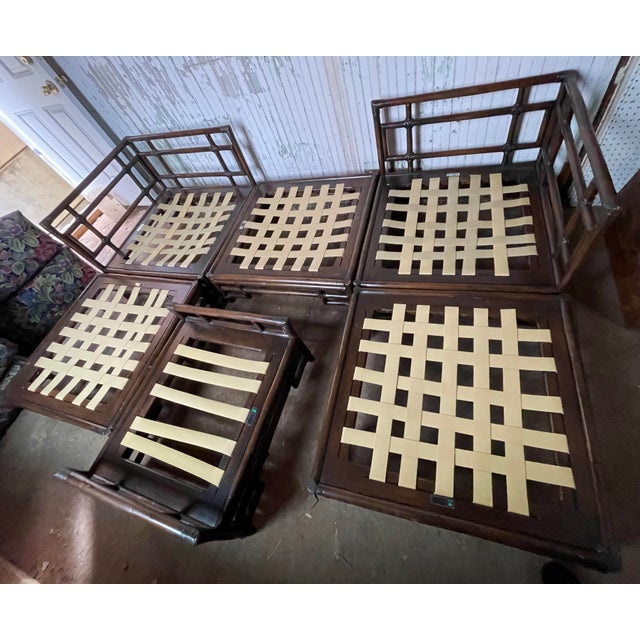 Wood Mid 20th Century Ficks Reed Bamboo Rattan Modular Sectional Corner Chairs Chaise Couch Footstool For Sale - Image 7 of 12