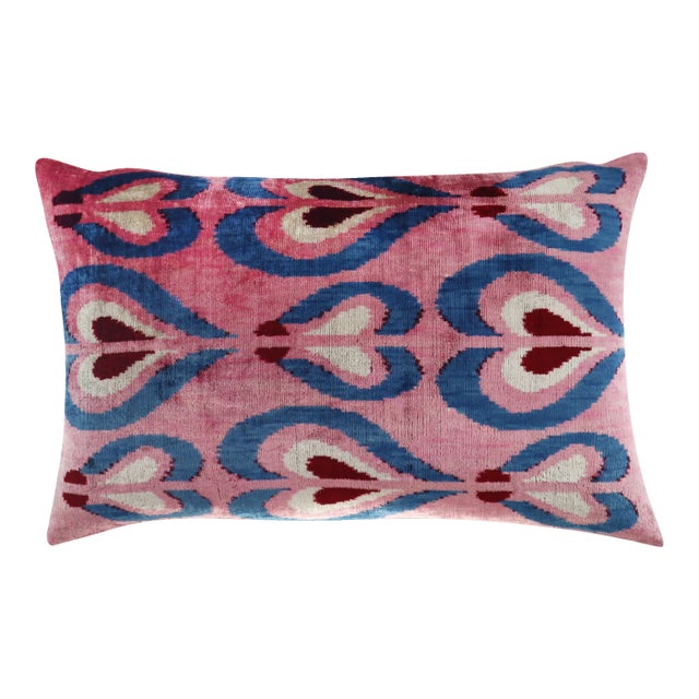 Handmade Pink Silk Velvet Throw Pillow & Down Insert For Sale