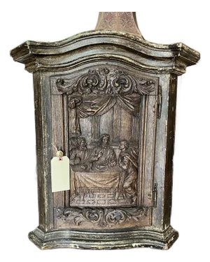 19th Century Gothic Religious Reliquary Cabinet - Hand Carved Detail- The Last Supper/ Lord Jesus Christ - Relics