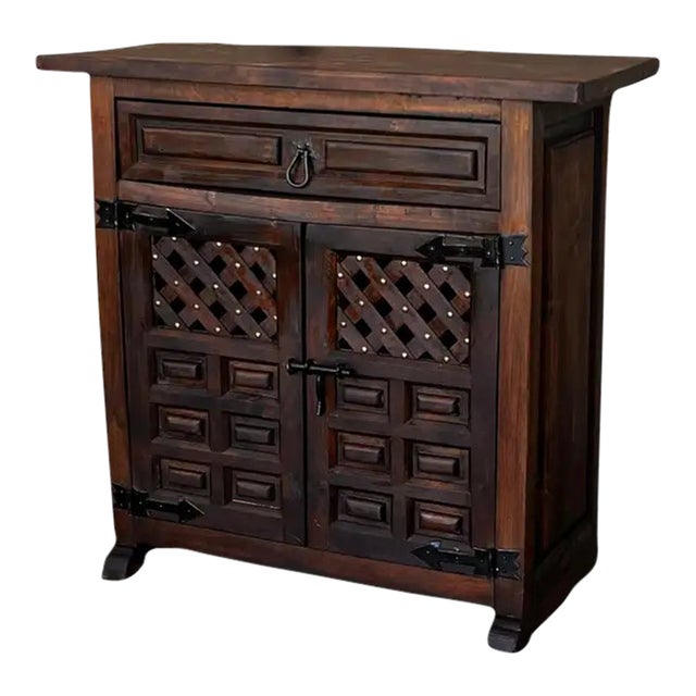 Spanish Carved Walnut Chest of Drawers, Nightstand or Narrow Console, 1920s For Sale