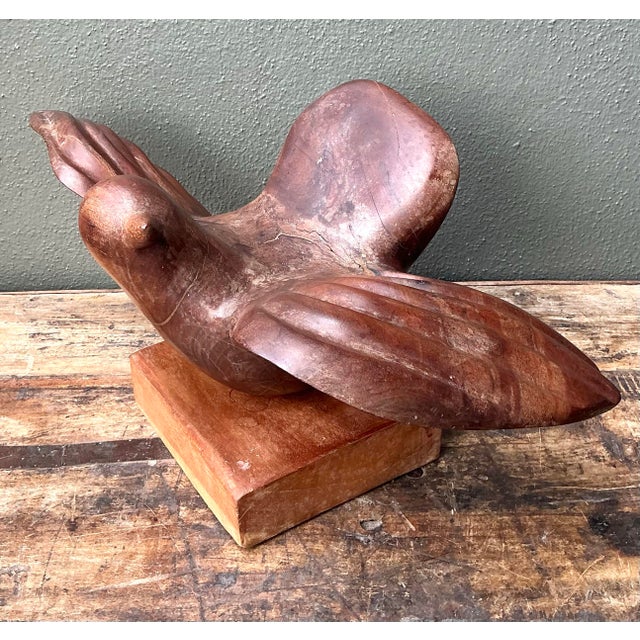 Mid 20th Century Vintage Carved Wood Bird Sculpture For Sale - Image 5 of 12