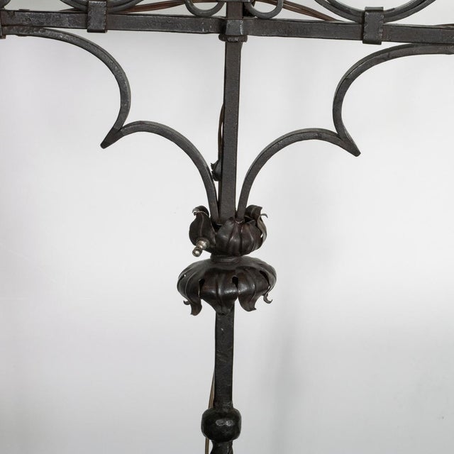 Gothic wrought iron candelabra style floor lamp For Sale - Image 9 of 12