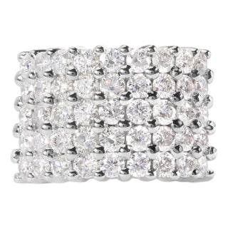 14k White Gold 4.0 Cttw Diamond 5 Row Ring Band (I-J Color, I1-I2 Clarity) - Ring Size 8 For Sale