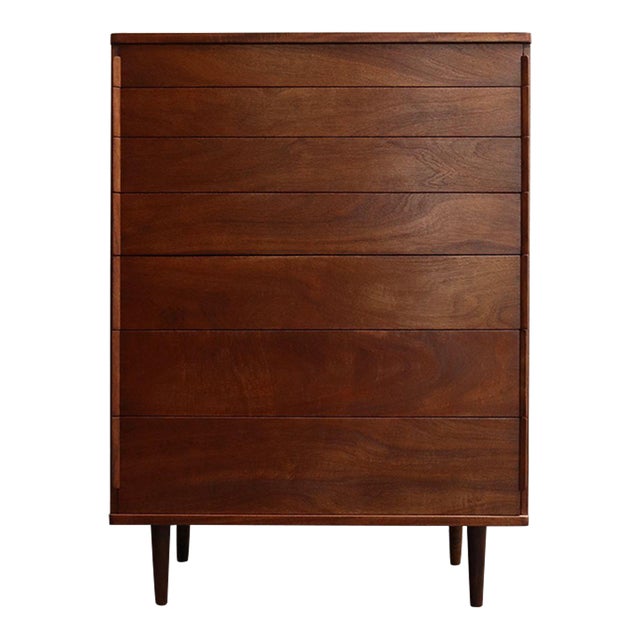Vintage Mahogany Highboy Chest of Drawers / Dresser by Edward Wormley for Dunbar For Sale