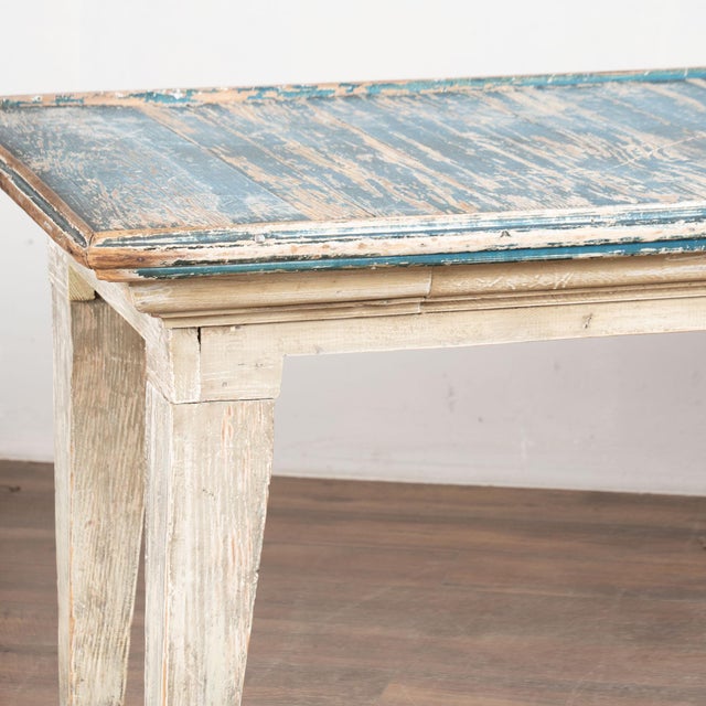 Blue Early 20th Century Original Painted French Long Dining or Console Table For Sale - Image 8 of 14