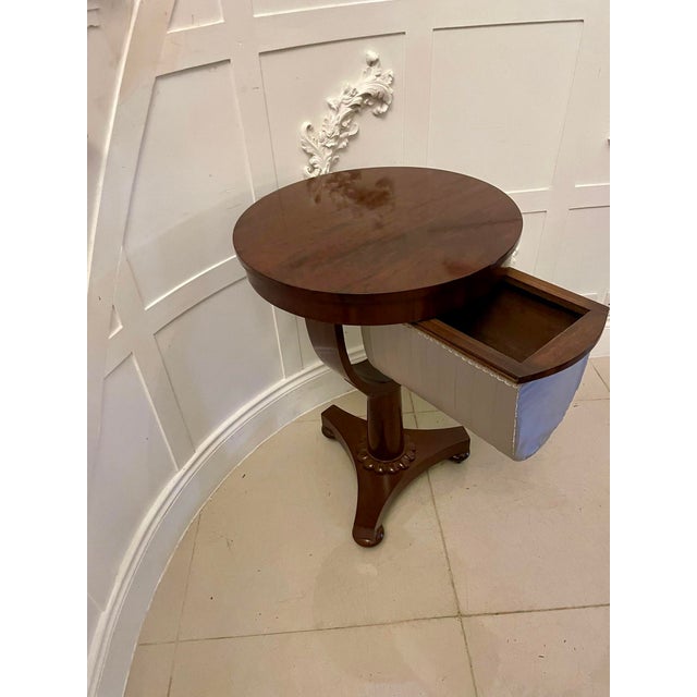 Brown Antique Victorian Circular Side Table in Mahogany, 1860 For Sale - Image 8 of 12