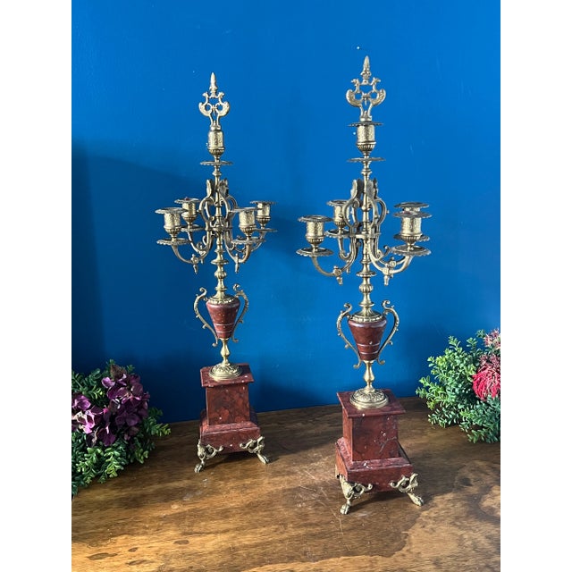 Victorian Antique Pair of French Candelabra For Sale - Image 3 of 18