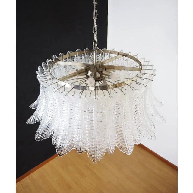 Transparent Large Murano Glass Chandelier, 100 Clear Felci Glasses For Sale - Image 8 of 10