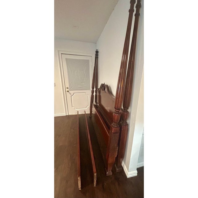 King Size Mahogany Chippendale Limited Edition 'Cochran' Four Poster Rice Bed For Sale In Dallas - Image 6 of 12