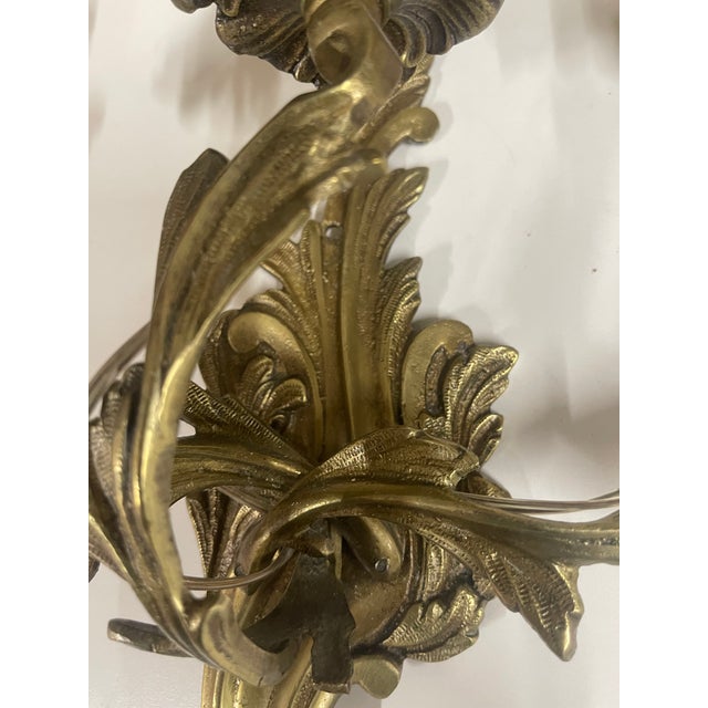 Vintage Gilt Bronze Rococò Style Three-Arm Wall Sconces— Set of Eight For Sale In New York - Image 6 of 8