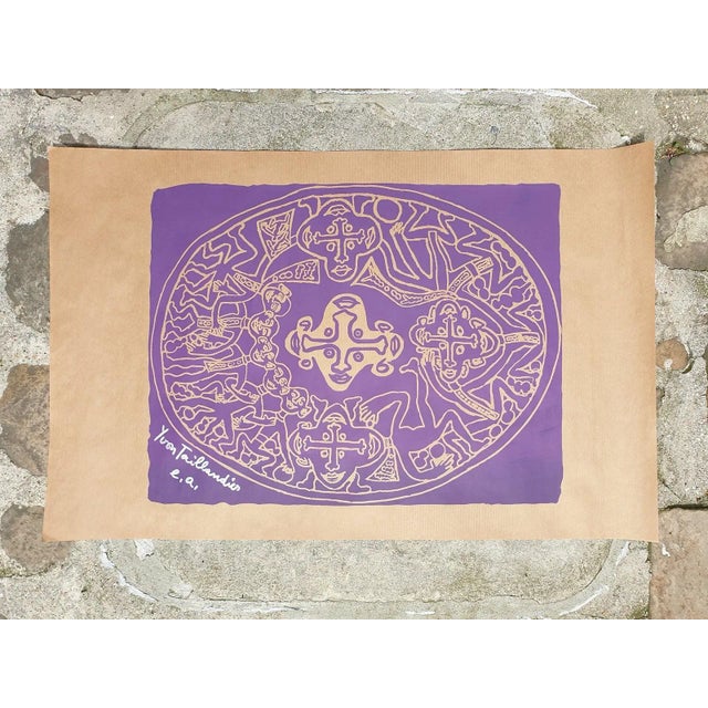 Tribal Violet 2018, silkscreen print on kraft paper. Signed and numbered E.A. (artist's proof) from an edition of 40 with...