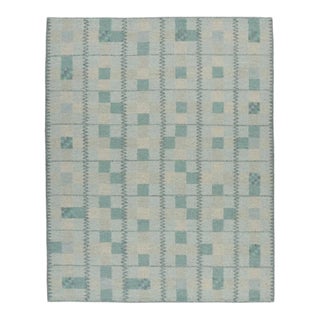 Rug & Kilim’s Scandinavian Style Rug in Teal Blue Tones With Geometric Patterns For Sale