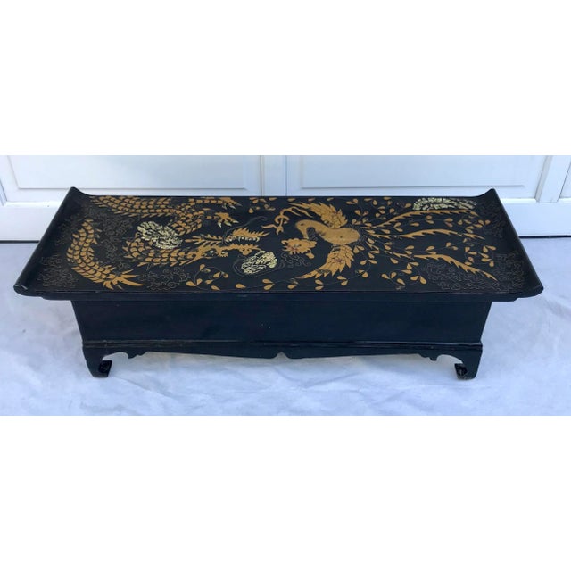 Asian Late 19th Century Lacquered Asian Stone and Mother of Pearl Inlay Altar Cabinet For Sale - Image 3 of 13