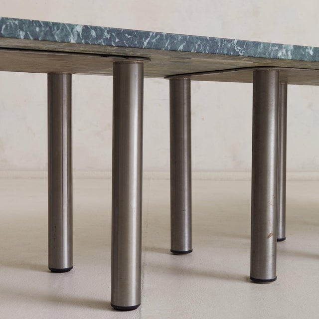 1970s Italian Made Table with Verde Green Marble, 1970s For Sale - Image 5 of 8