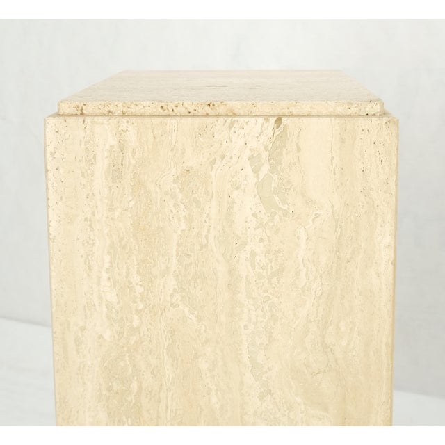 Angelo Mangiarotti Pair of 10" Square Italian Mid Century Modern Travertine Pedestals Stands MINT! For Sale - Image 4 of 11