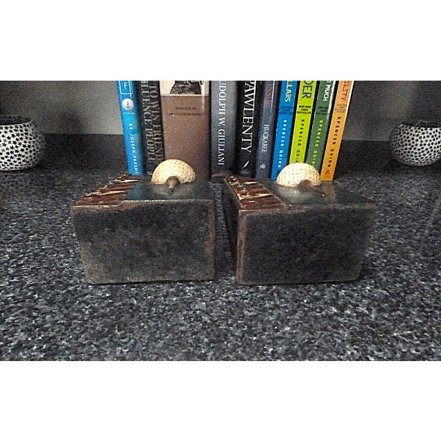 Art Deco 1930s Golf Themed Bookends, Signed Marion Bronze, Art Deco Style For Sale - Image 3 of 4