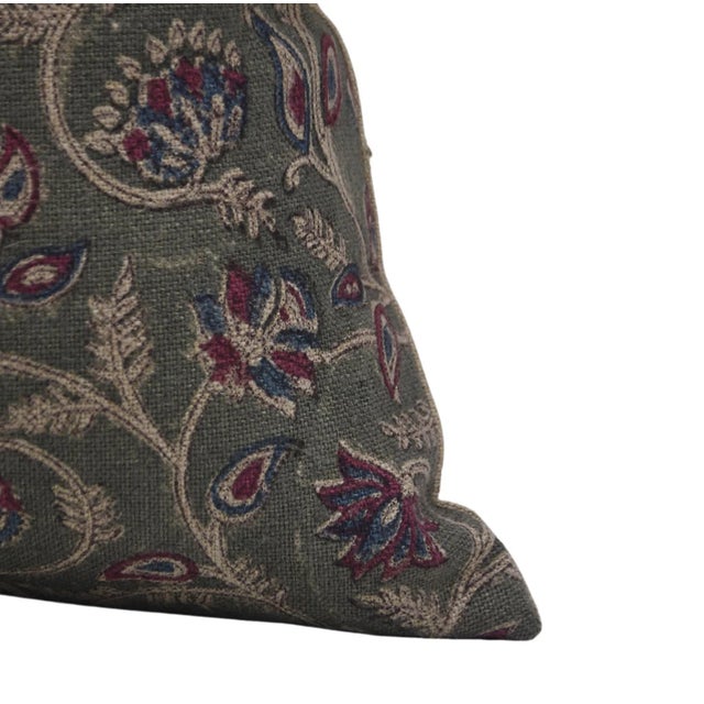 Not Yet Made - Made To Order Fabdivine Decorative Thick Linen Cushion Cover 14x14 Inch Block Printed Home Accent- Saraswati For Sale - Image 5 of 8