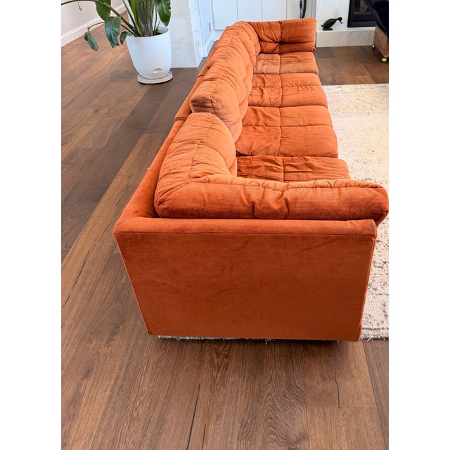 Vintage 1970s Burnt Orange Modular Sectional Sofa in the Style of Milo Baughman For Sale - Image 12 of 15