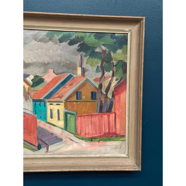 Gustaf Börtner Zandt, Houses and Trees, 1950s, Oil Painting on Canvas, Framed For Sale - Image 5 of 16
