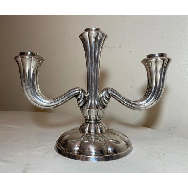 Art Deco Vintage Sterling Silver German Gayer & Krauss Candle Holder Candelabra Modernist For Sale - Image 3 of 12