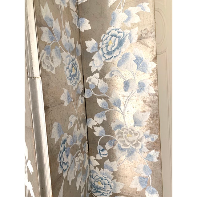 French Asian Inspired Double Sided Floral Screen For Sale - Image 3 of 12