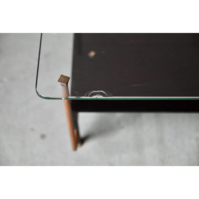 Modernist Asymmetric Black and Gold Console or Coffee Table in Glass and Brass, France, 1950s For Sale - Image 11 of 14