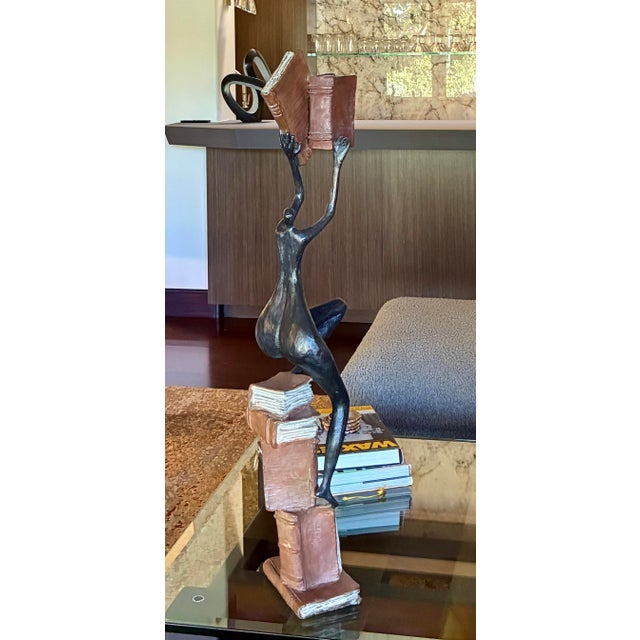 Tolla Inbar “Accumulating Knowledge” — Bronze Figurative Sculpture (2006) — 37.5” Signed and Dated For Sale - Image 4 of 9