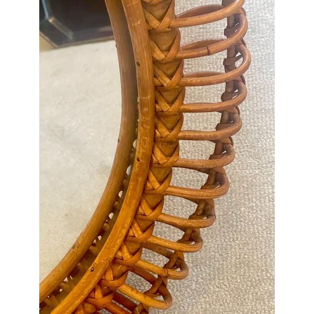 Italian Rattan & Bamboo Oval Wall Mirror, 1970s For Sale - Image 10 of 11