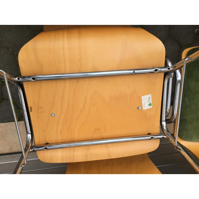 Stackable Metal and Wood Chairs, 1990s, Set of 4 For Sale - Image 6 of 16