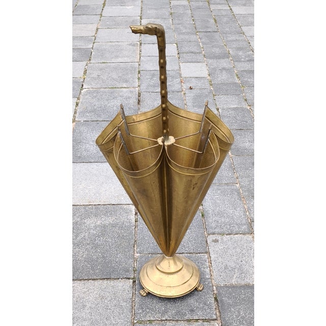 Regency Brass Umbrella Stand with Dog Handle, 1960s, in Flawless conditions. Designed 1960 to 1969